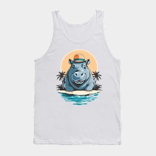 Cute Hippo On Holiday Tank Top